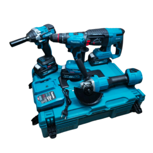 Set Makita: Perforator, Șurubelniță, Polizor unghiular, Cheie cu impact