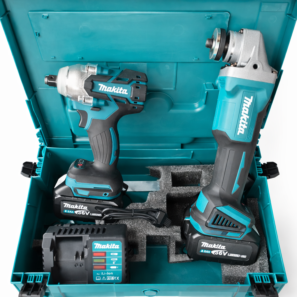 Set Makita: Cheie cu Impact + Polizor Unghiular cu Acumulator