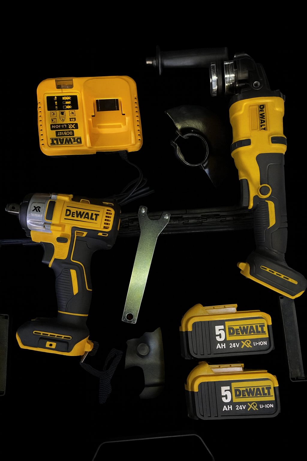 Set DeWALT Brushless: Polizor Unghiular + Cheie cu Impact cu Acumulator