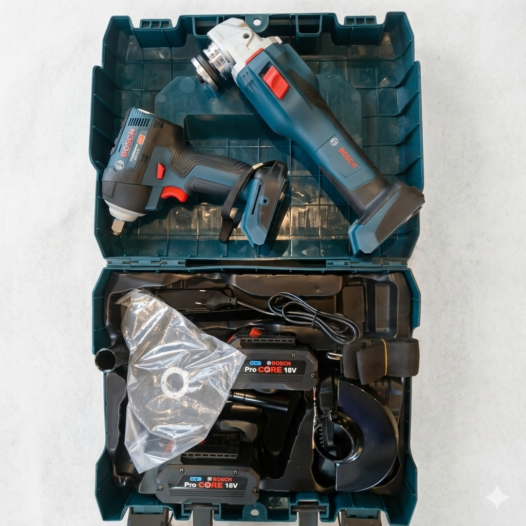 Set Bosch: Cheie cu Impact + Polizor Unghiular cu Acumulator