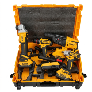 Set 4în1 DeWALT cu Acumulator: Cheie cu Impact + Autofiletantă + Rotopercutor + Polizor Unghiular - SculePro